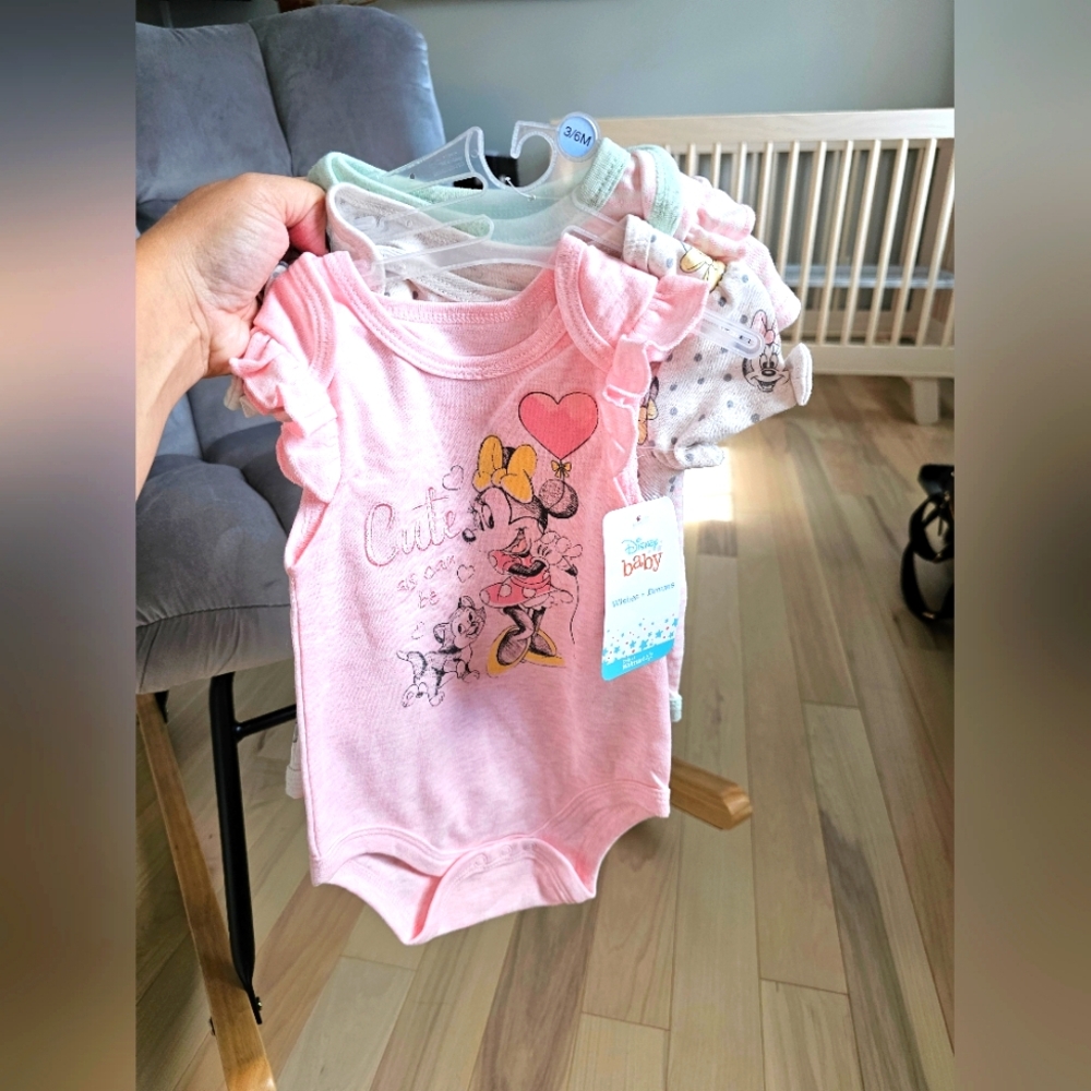 Disney Baby Minnie Bodysuit 3 Pack NWT